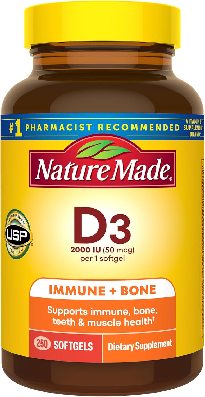 Nature Made Vitamin D3 2000 IU Softgels (50 mcg) — 250-Count