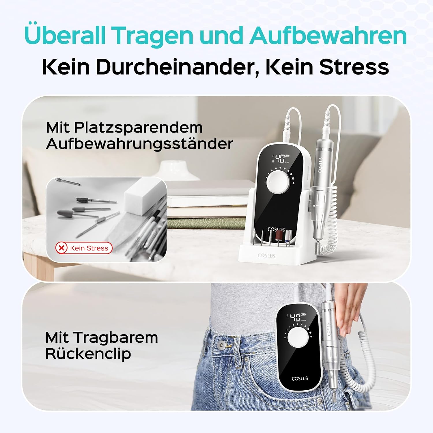 Thumbnail 4 de COSLUS Elektrische Nagelfräser 40000 U/min – Nagelfeile