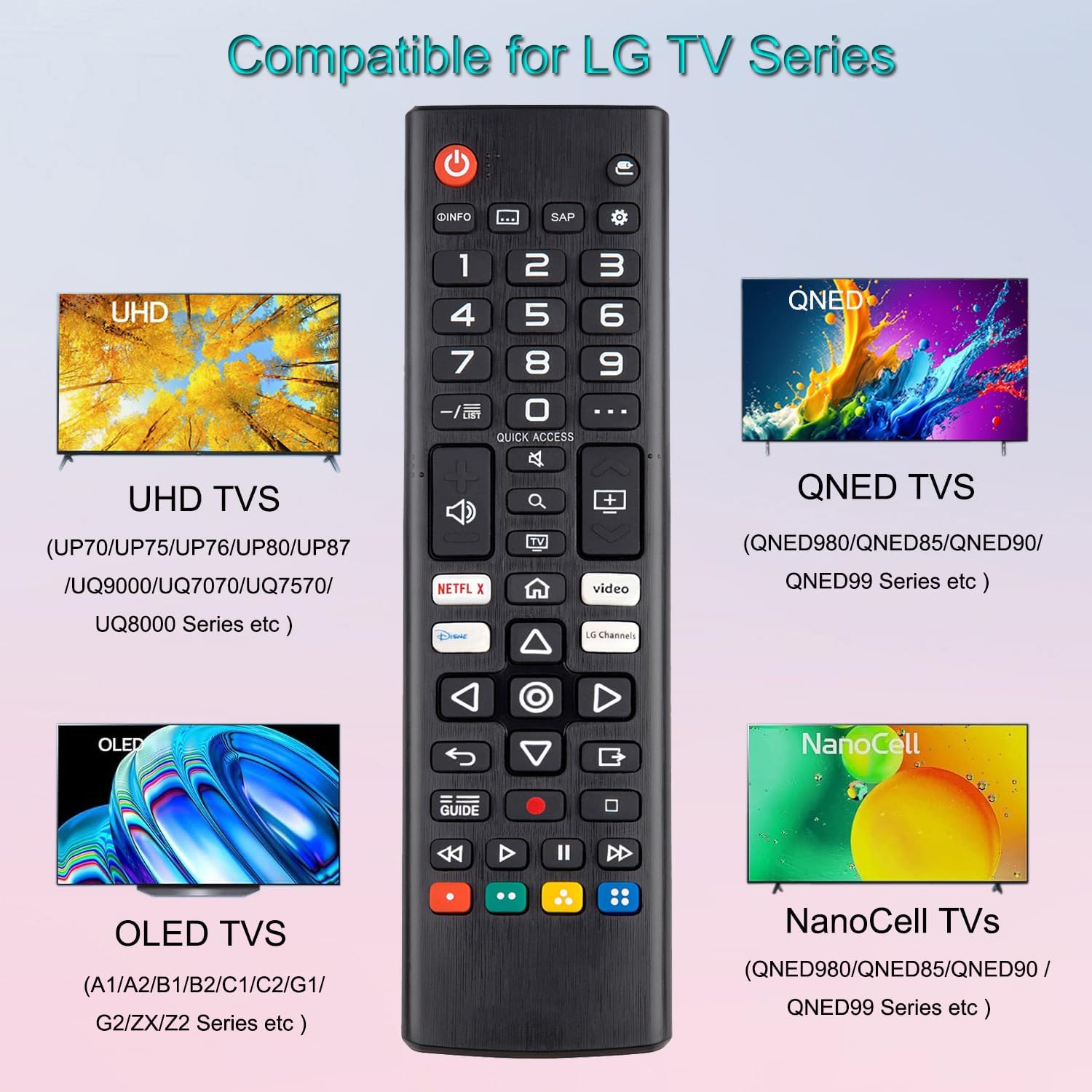 Detalle de VEPRAG (Pack of 2) Universal Remote for LG Smart TVs—Replacement Compatible for OLED, 4K, 3D