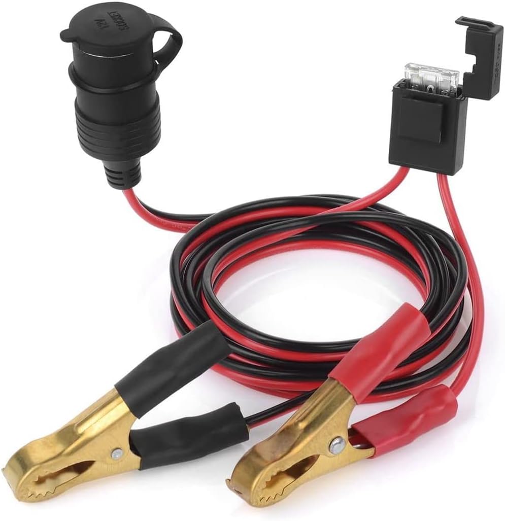 Detalle de 2M 12V Car Cigarette Lighter Extension Cable with 25A Fuse and Copper Crocodile Clips