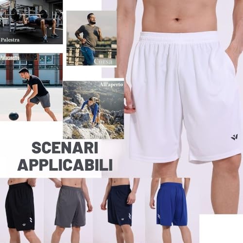 Thumbnail 4 de fovdtaa Confezione da 5 pantaloncini sportivi da uomo con tasche e elastico in vita, asciugatura rapida per running (taglia L)
