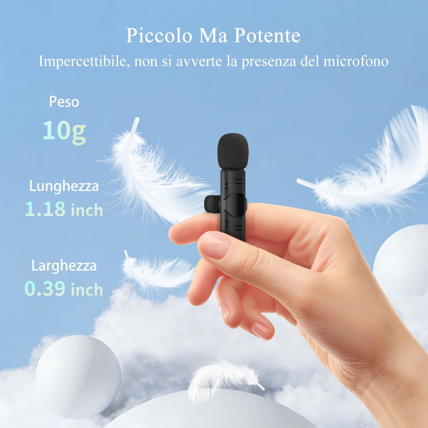 Thumbnail 5 de Microfono Lavalier Wireless 2 pezzi per smartphone e tablet