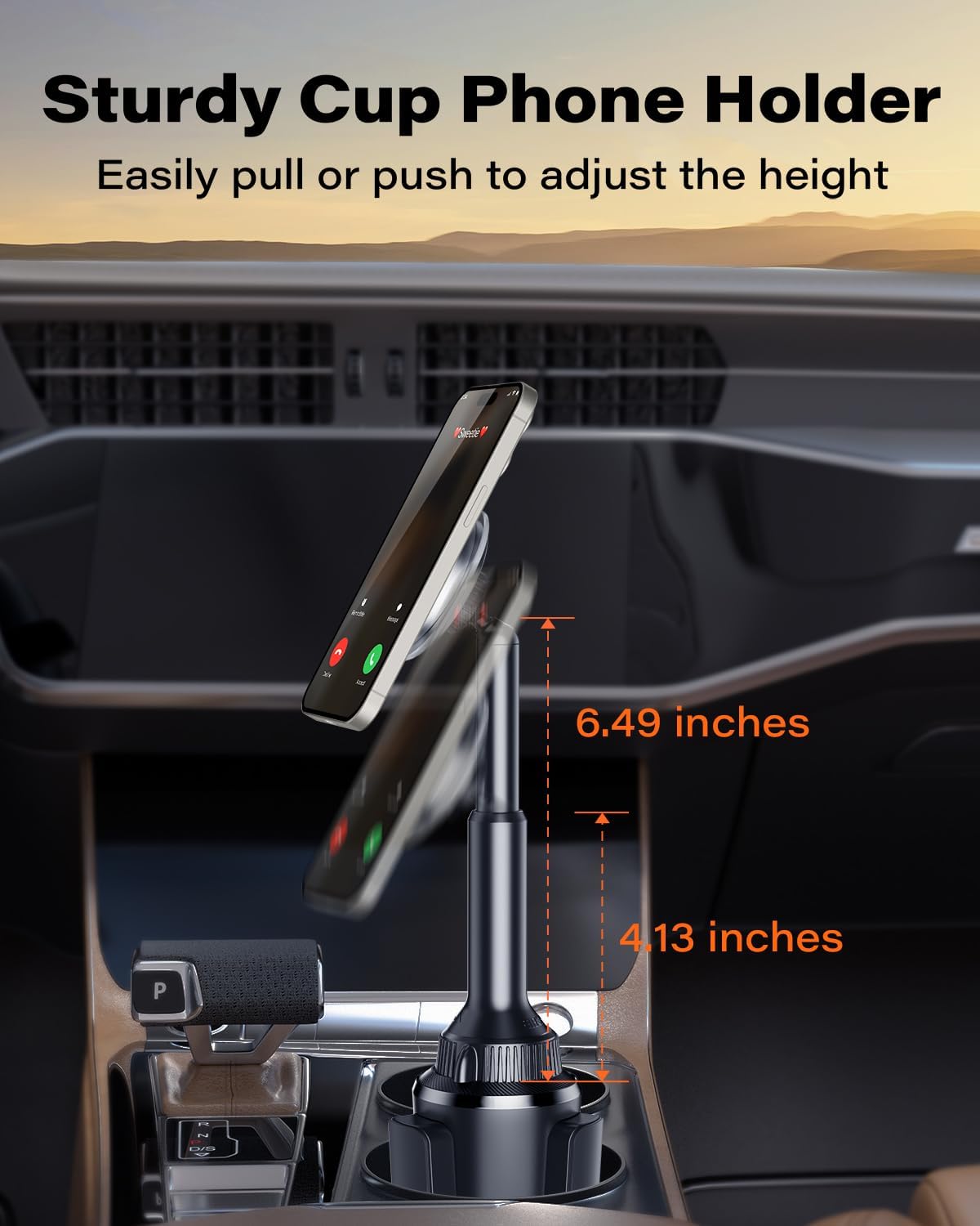 Thumbnail 1 de OQTIQ Phone Cup Holder for Car Mount (MagSafe compatible) with 360° rotation and telescopic arm