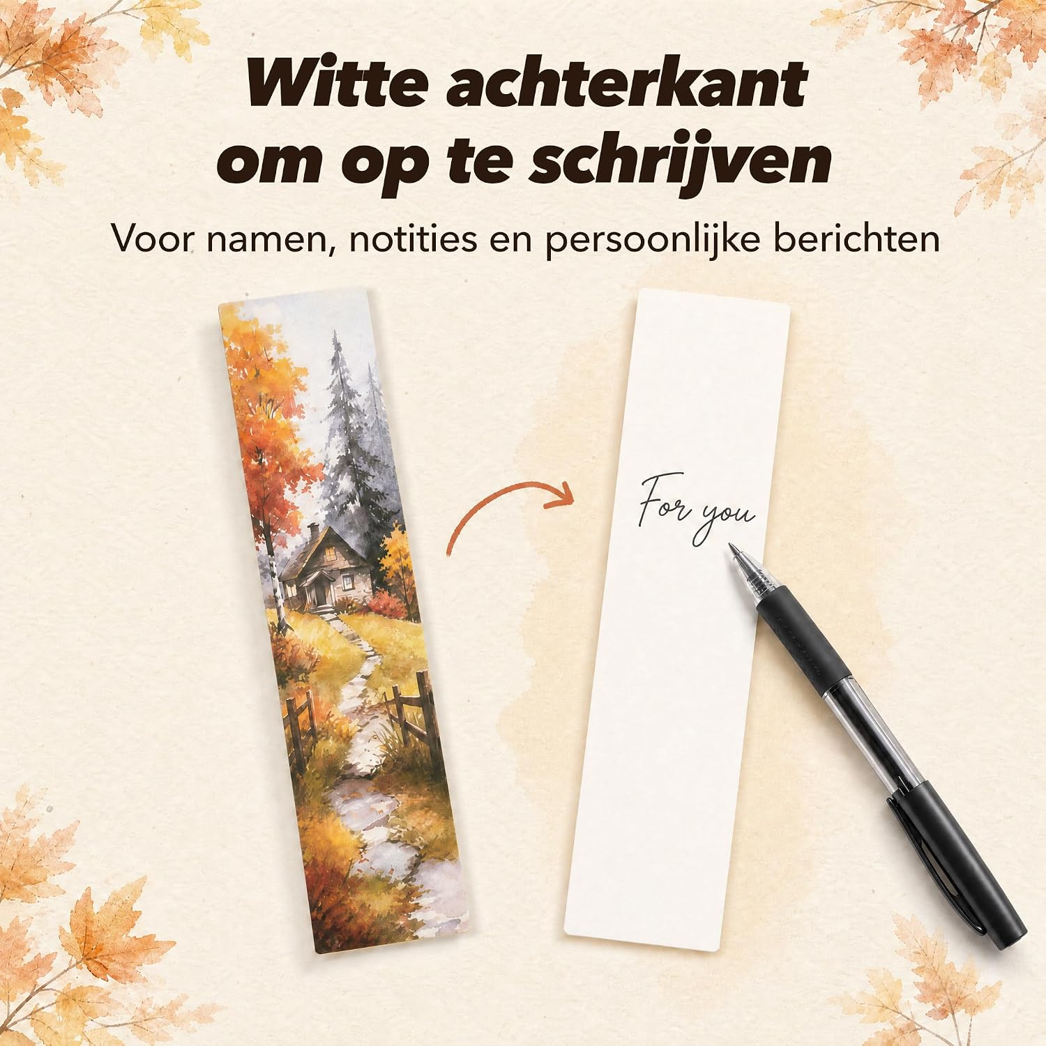 Detalle de ASSZBE BM2026-3 herfstboekenleggers van karton, 30 verschillende ontwerpen