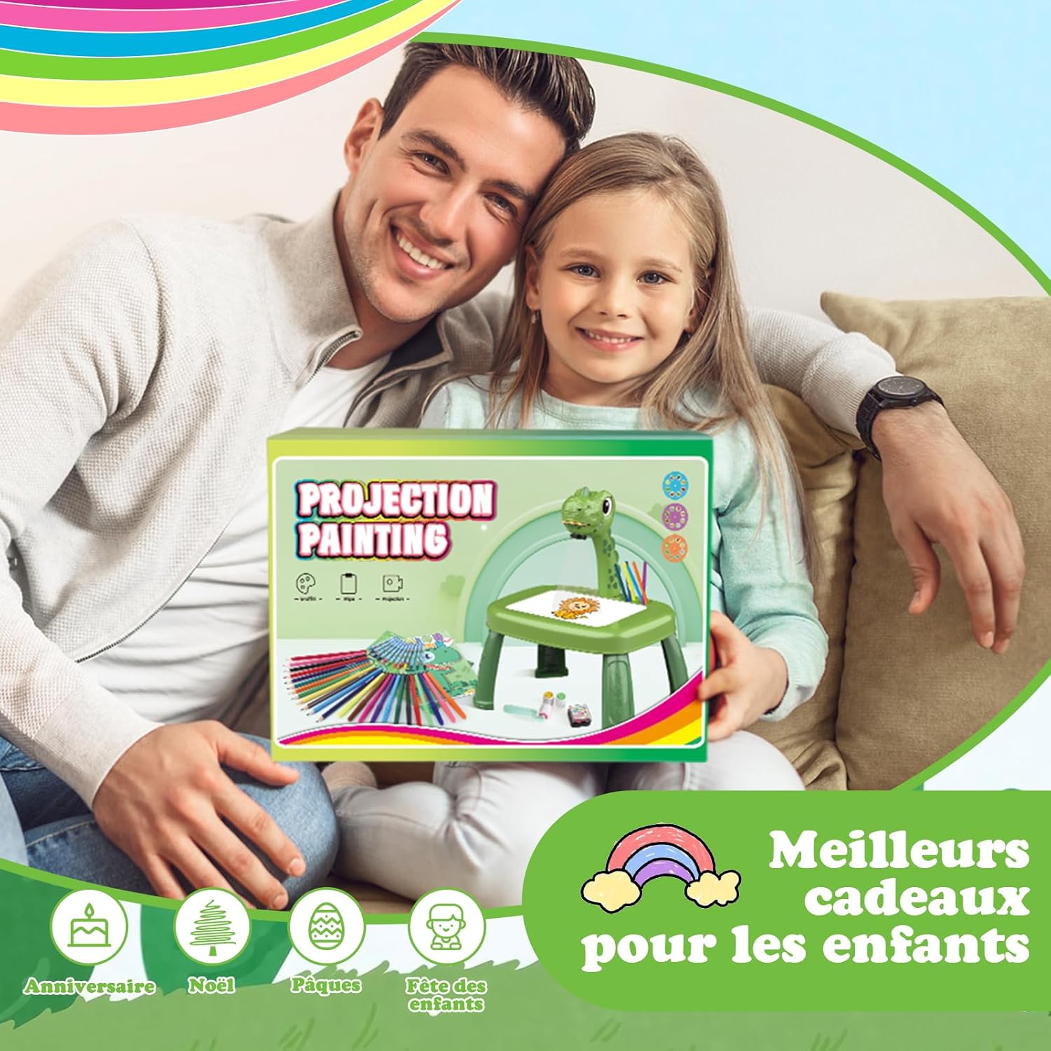 Thumbnail 5 de Projecteur de dessins de dinosaures pour enfants avec 72 modèles et accessoires de coloriage