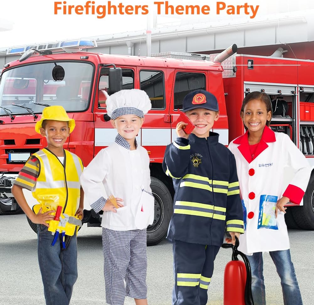 Thumbnail 6 de AYBUY brandweermankostuum voor kinderen, 8-delig met accessoires