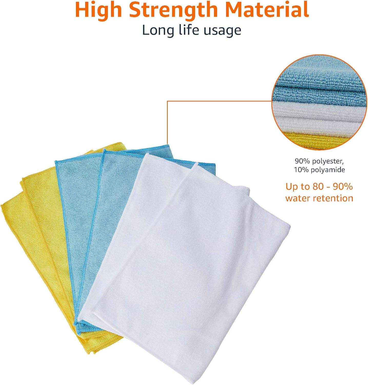 Thumbnail 3 de Amazon Basics Chiffon de nettoyage en microfibre – Lot 48, 30,5 x 40,6 cm (Bleu/Blanc/Jaune)