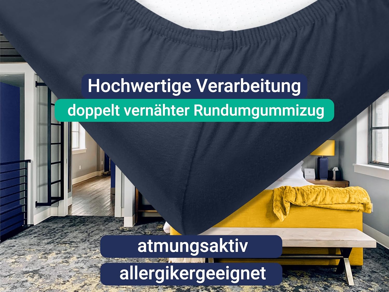 Thumbnail 4 de Marie’s Home 1627.2372 – Lot de 2 housses de coussin en soie pour coussin de nuque, taille S, bleu marine