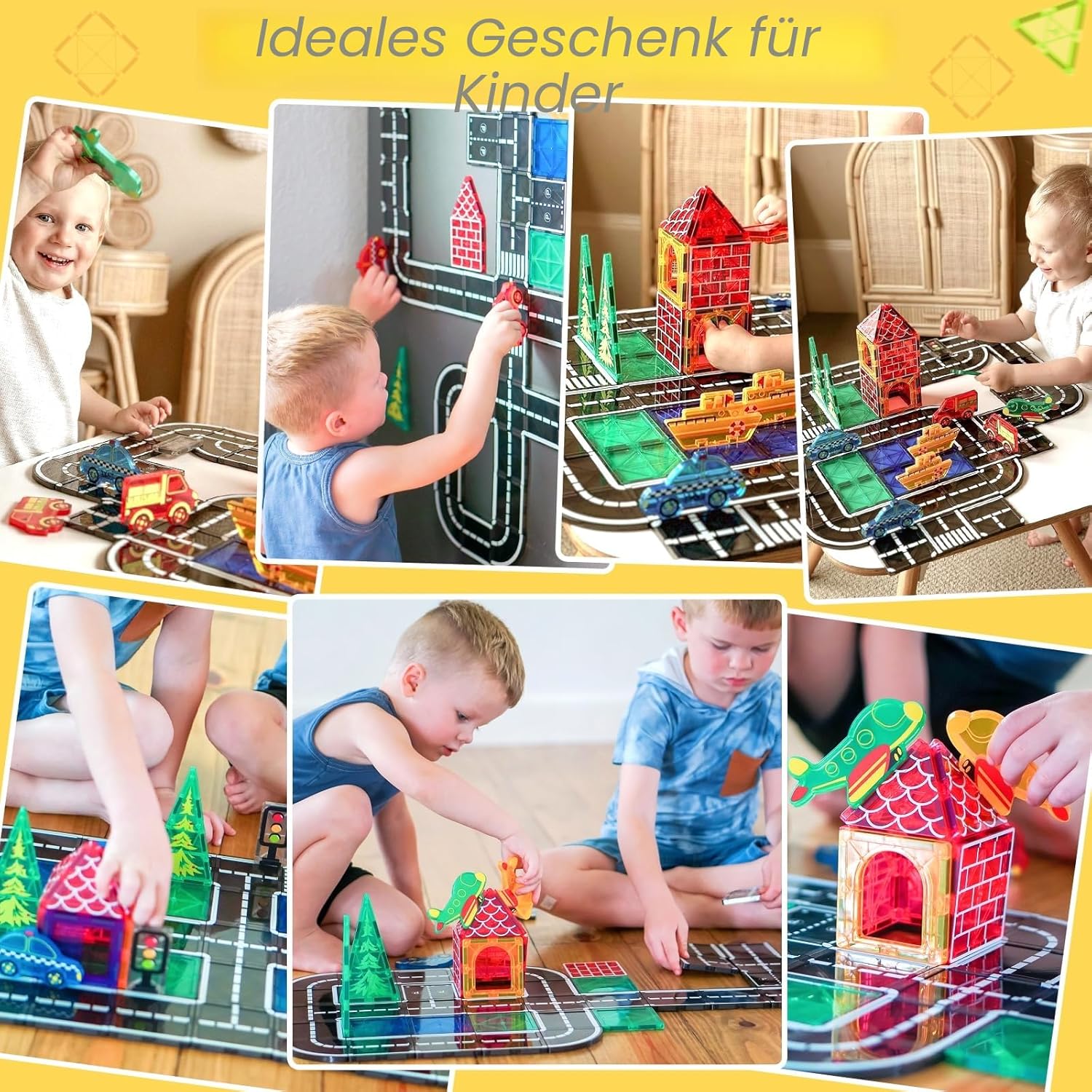 Detalle de Coodoo Magnetische Fliesen Stadtstraßen-Set – Magnetische Bausteine für kreatives Lernen (3–5 Jahre)