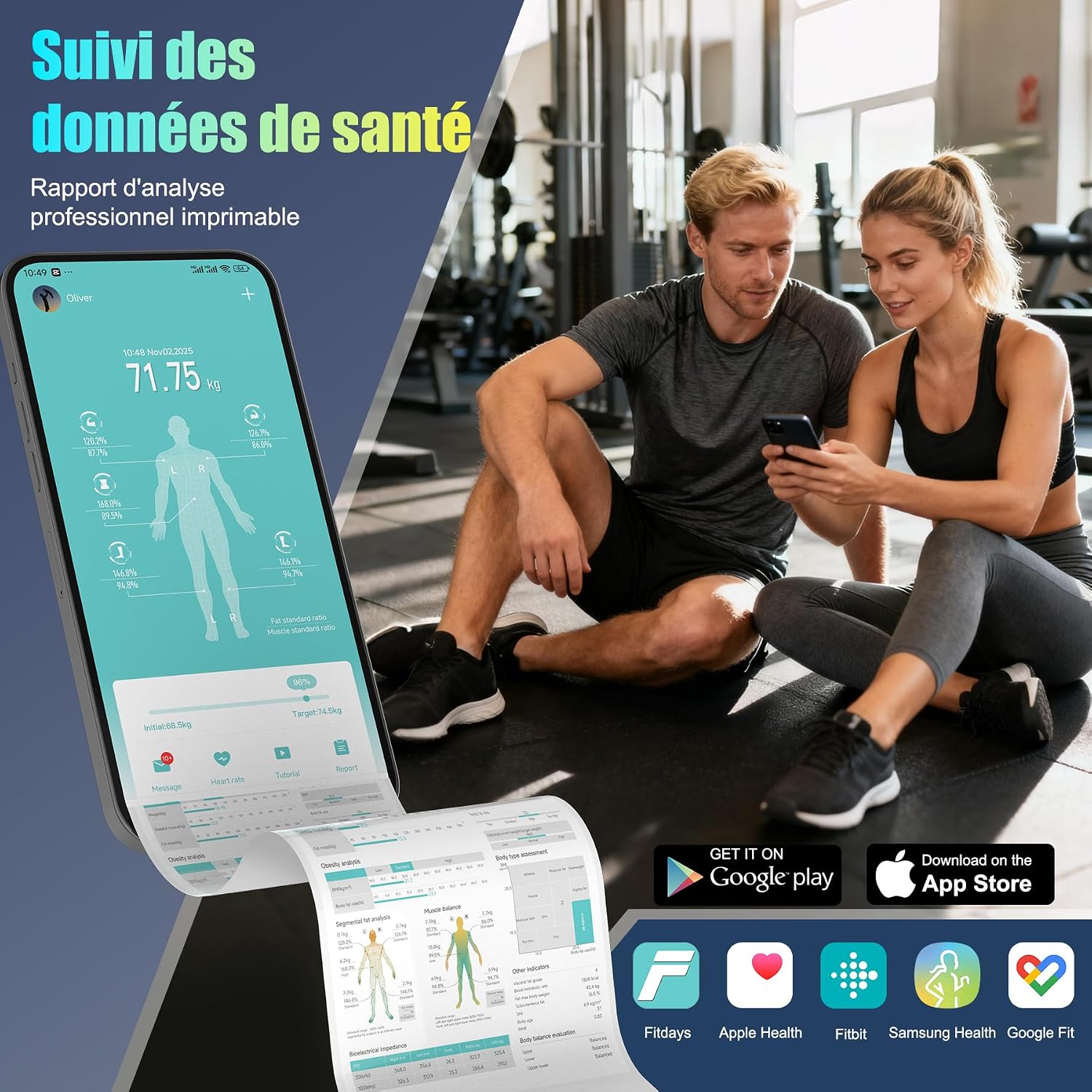 Thumbnail 6 de SEAWOWpro Balance Connectée – Impédancemètre à 8 Électrodes avec Écran LED et 28 Indicateurs