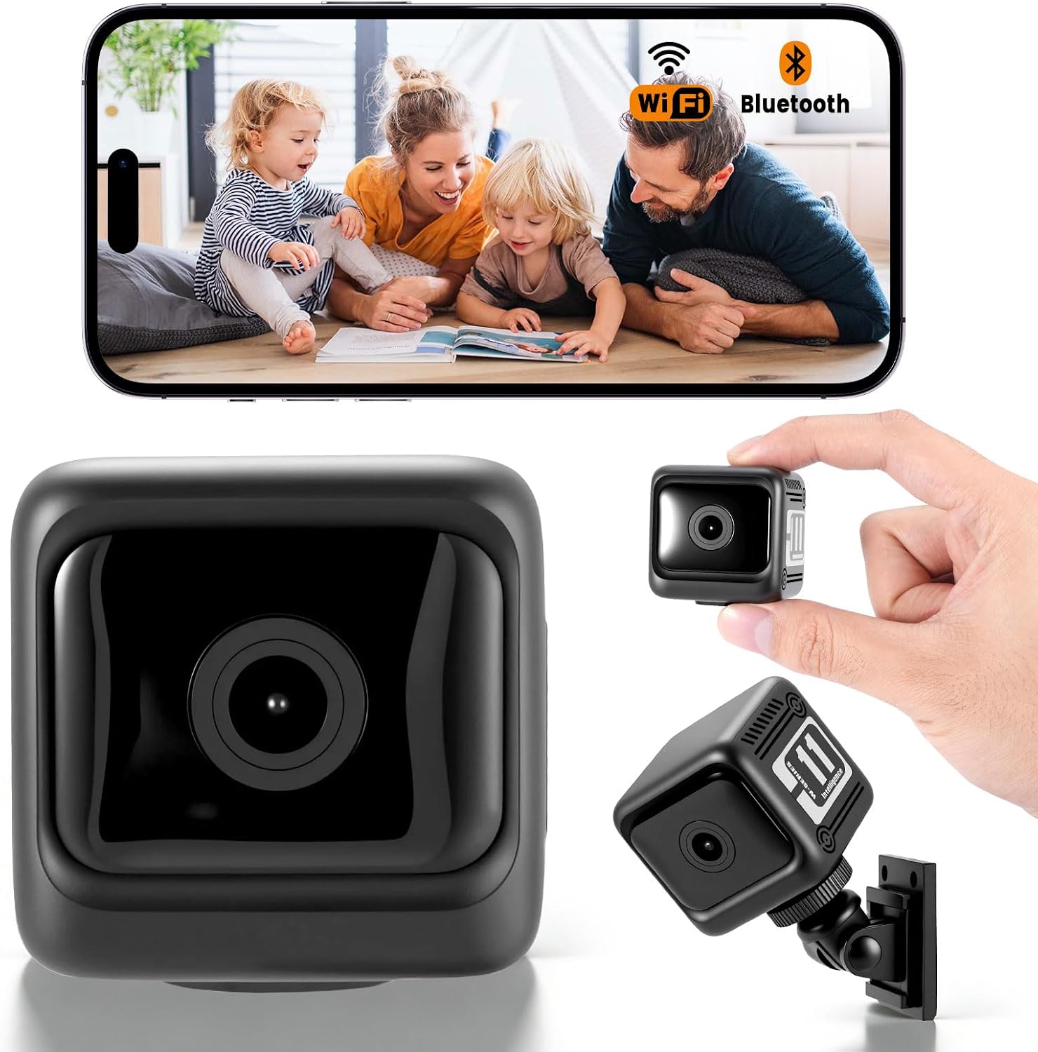 Camera Espion 1080P mini caméra de surveillance WiFi 2,4G : autonomie 8 h, vision nocturne et détection IA