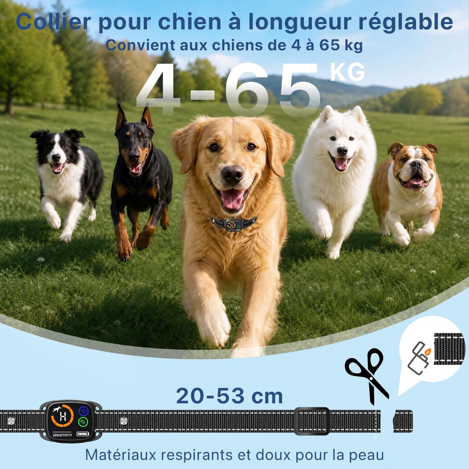 Thumbnail 5 de PatteSage Collier Anti aboiement pour chien — 6 niveaux, 3 modes et IP67