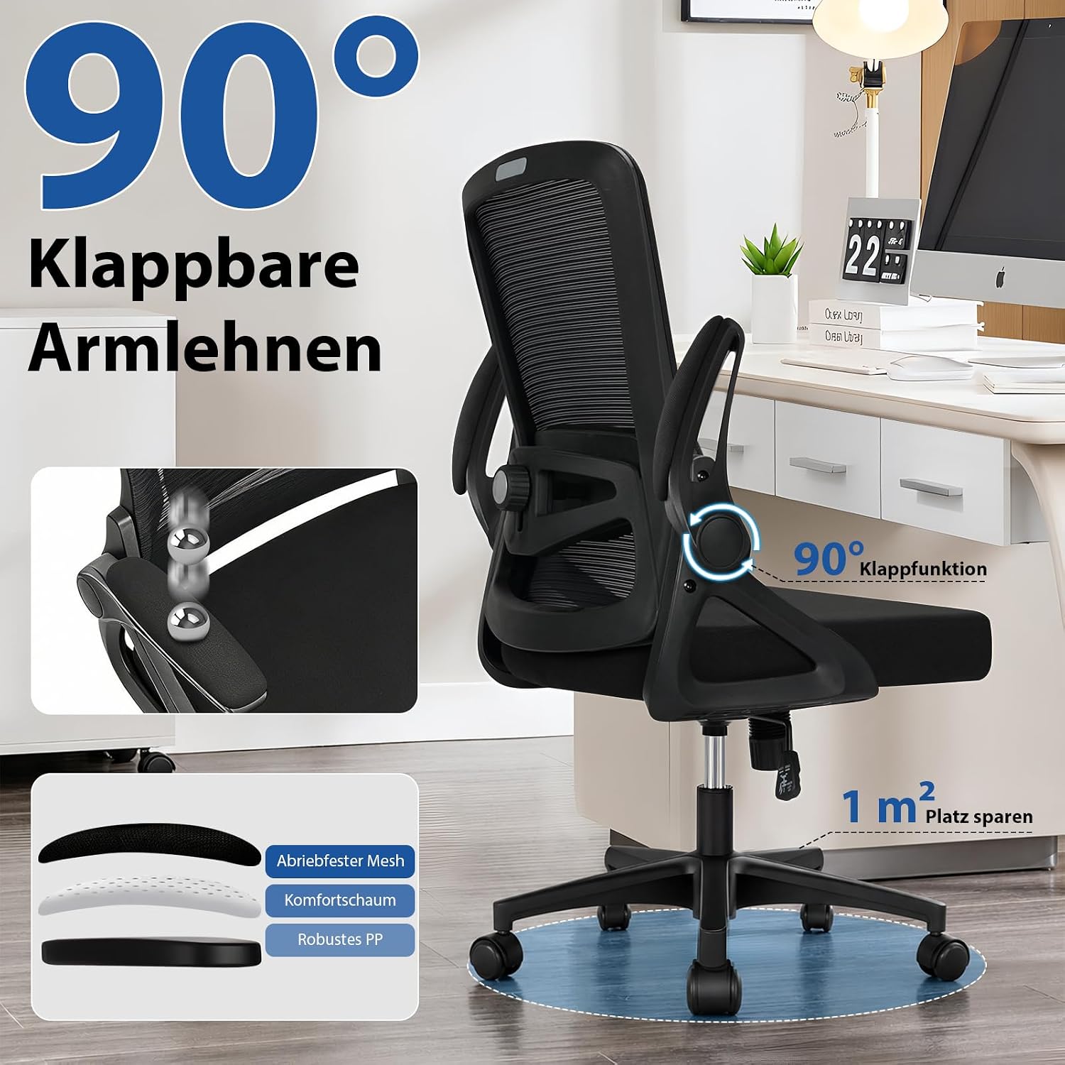 Detalle de Milacyee Bürostuhl mit 4D-Lendenstütze