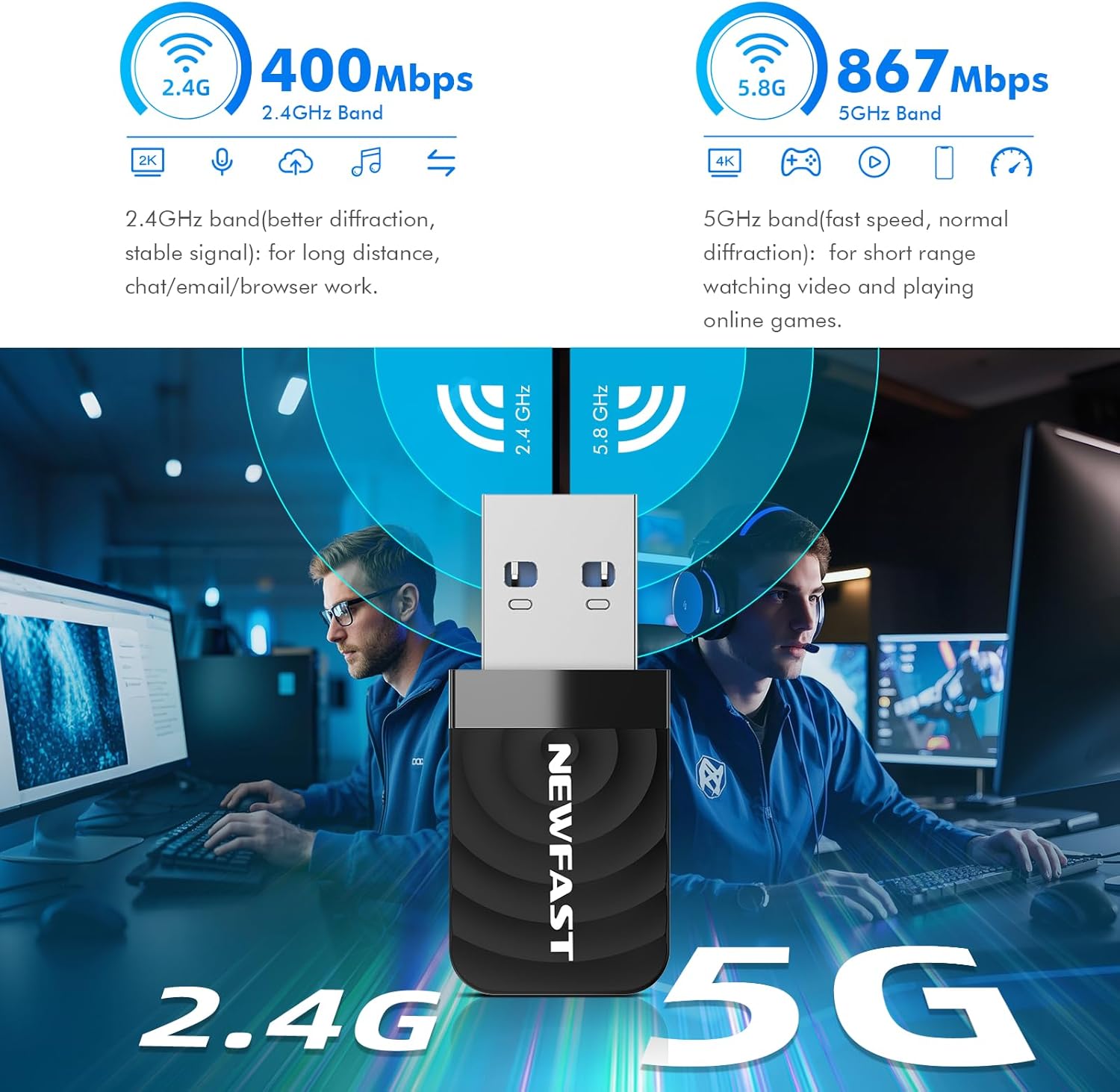 Thumbnail 1 de NEWFAST 1300Mbps USB WLAN Stick 📶