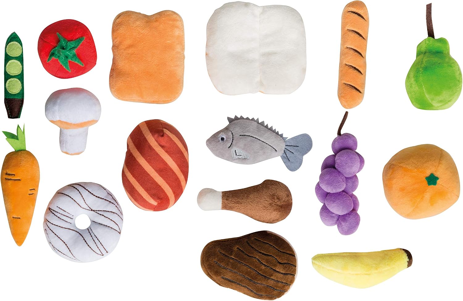 Detalle de Roba speelgoedvoedselset, 20-delig met 4 houten mandjes en zachte accessoires