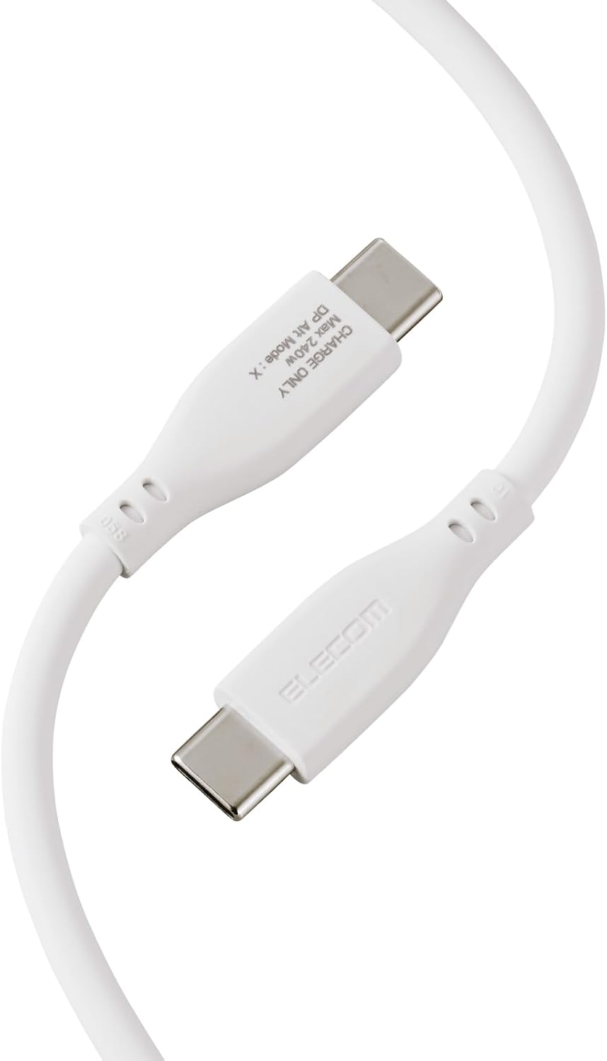 Detalle de エレコム EC-CCFCPSS20WH USB Type-C充電ケーブル 240W対応・シリコン製・2m