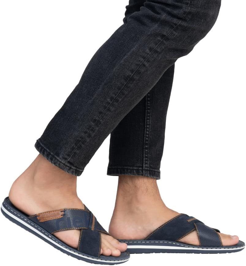 Detalle 2 de Rieker Herren Pantoletten 21098 – bequeme Slipper mit normaler Weite (G)