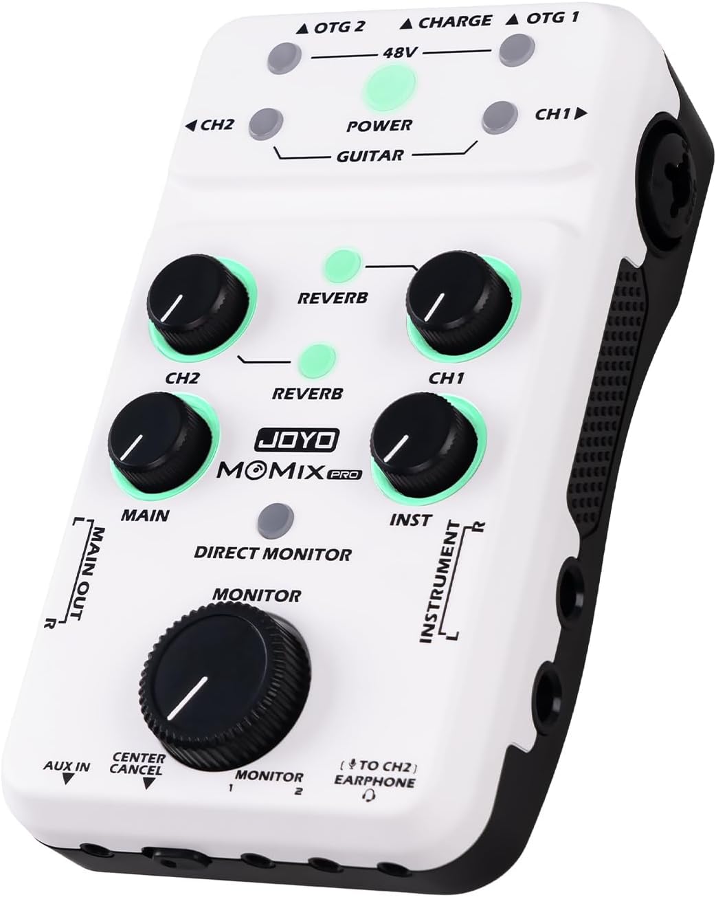 Detalle de JOYO MOMIX-Pro Portable Audio Mixer with 48V Phantom Power and Dual OTG