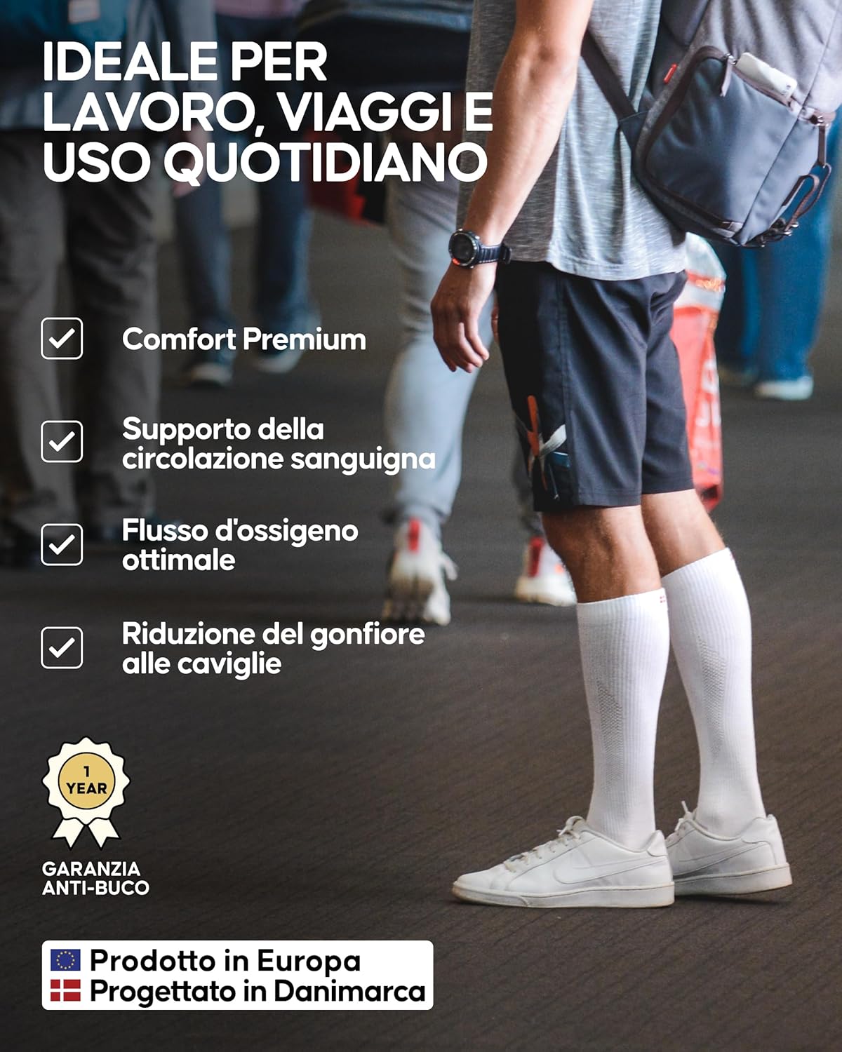 Thumbnail 2 de DANISH ENDURANCE Calze di contenimento in cotone biologico 14-18 mmHg (3 paia) per lavoro, sport e recupero