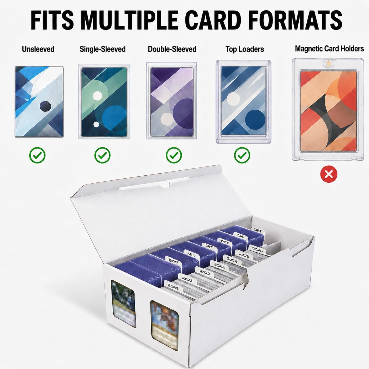 Detalle de AFIING Trading Card Storage Boxes, 6-Pack