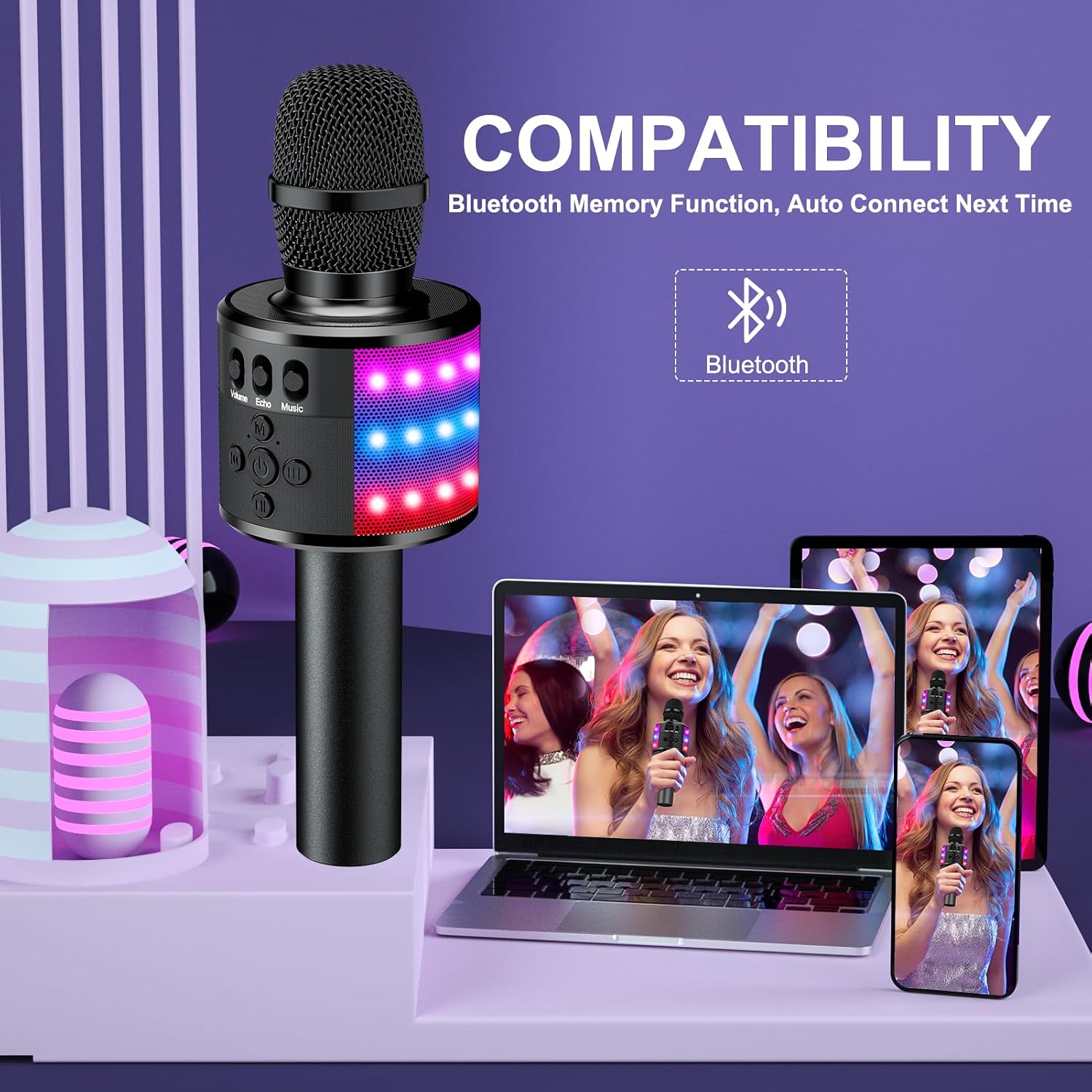 Thumbnail 3 de BONAOK Q78 Karaoke Microphone: 4-in-1 Fun for Kids and Adults