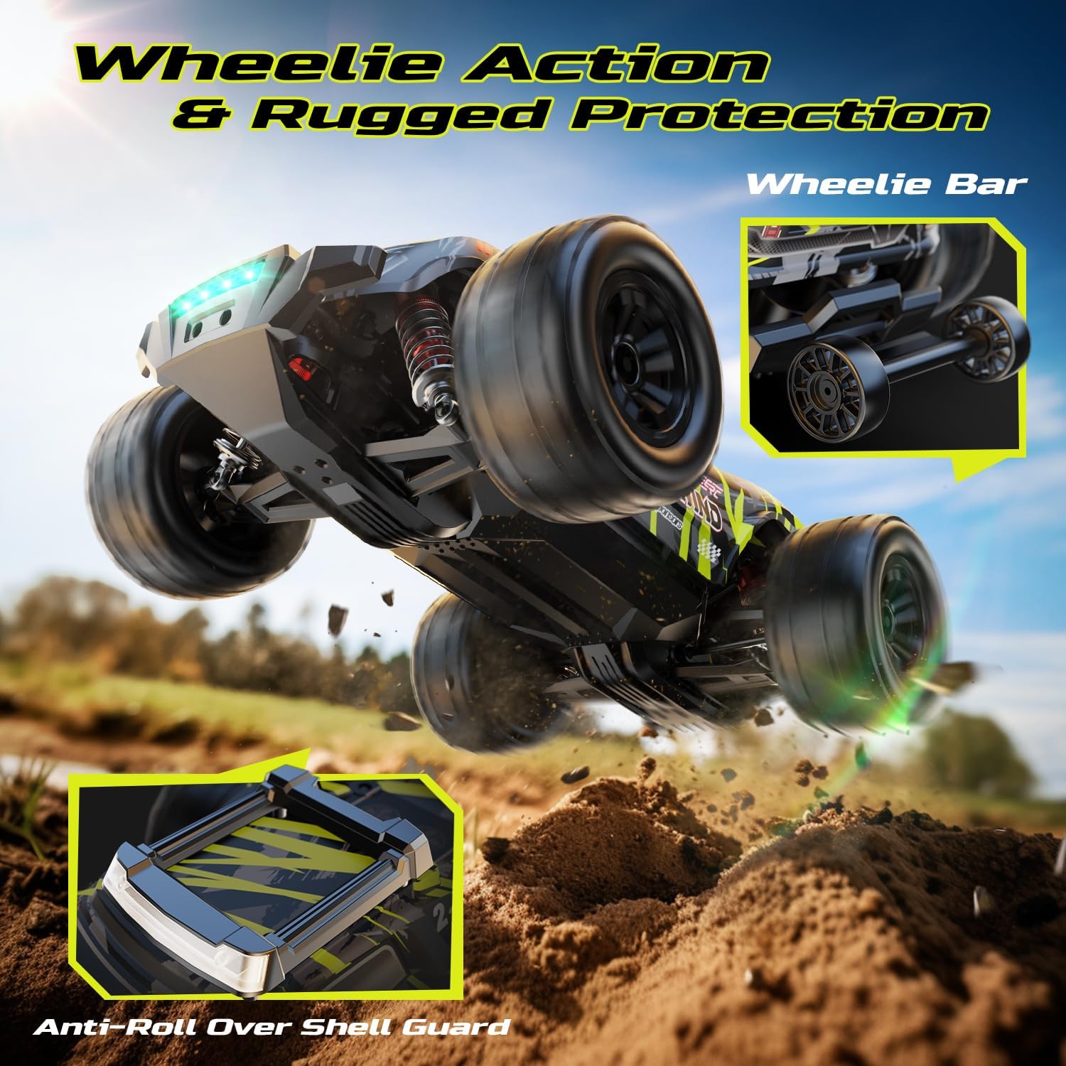 Detalle 1 de DEERC 1:14 brushless RC truck 43MPH