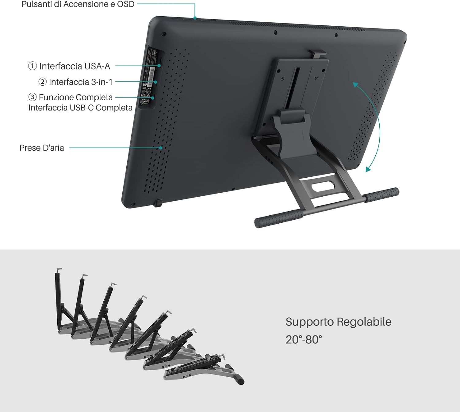 Detalle de HUION Kamvas 22 Plus tavoletta grafica con schermo laminato da 21,5