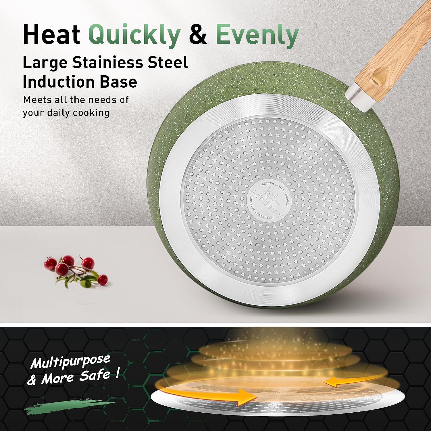 Detalle 2 de Kitchen Academy Pots and Pans Set Non Stick, 30-Piece Granite Coated Induction Cookware & Bakeware