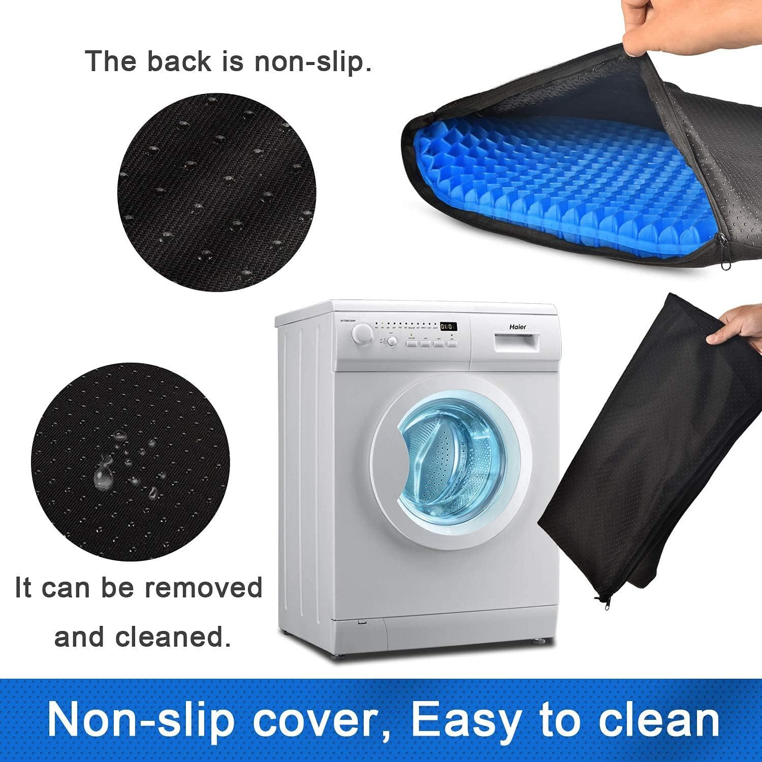 Detalle de 2022 NewLarge Gel Seat Cushion with Honeycomb Design: Double Thick Gel for Pain Relief