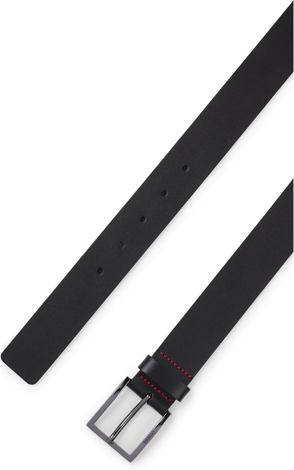 Detalle de HUGO Hommes Geek Sz35 Ceinture en cuir avec boucle logo gravé