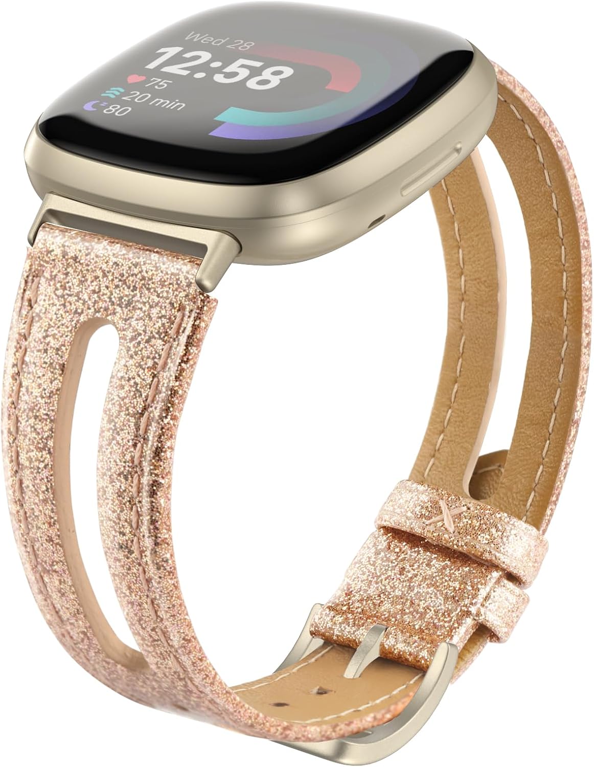 Detalle de Tuocal Genuine Leather Strap for Fitbit Versa 4 slim