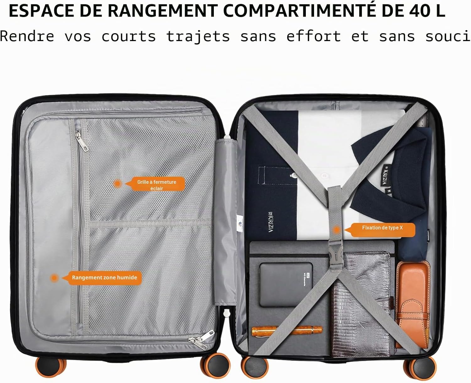Detalle de HUIDA TECH Valise de cabine légère 20 pouces avec compartiment pour ordinateur, serrure TSA et chargement USB
