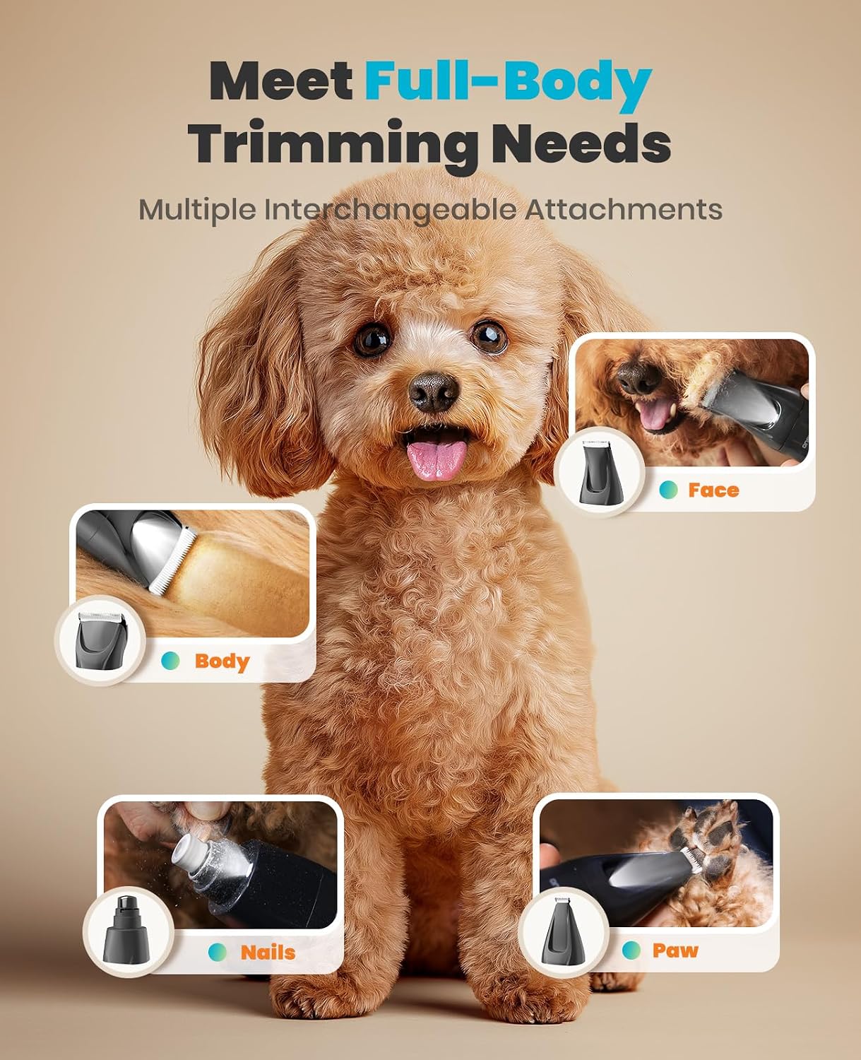 Detalle de oneisall FC10 4-in-1 Pet Grooming Kit 7000 RPM