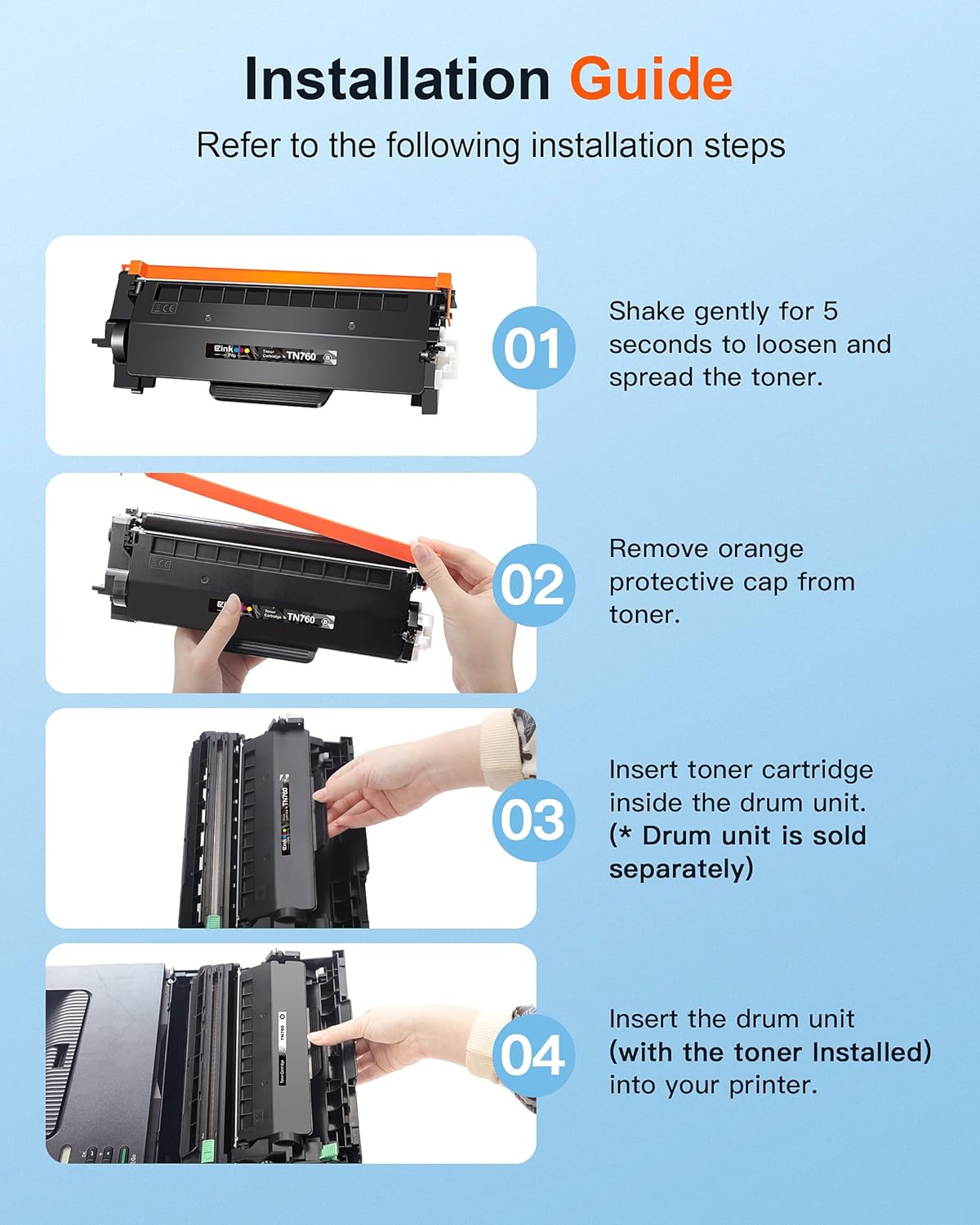 Detalle de E-Z Ink Pro TN760 TN-760 Compatible Black Toner, 4-Pack