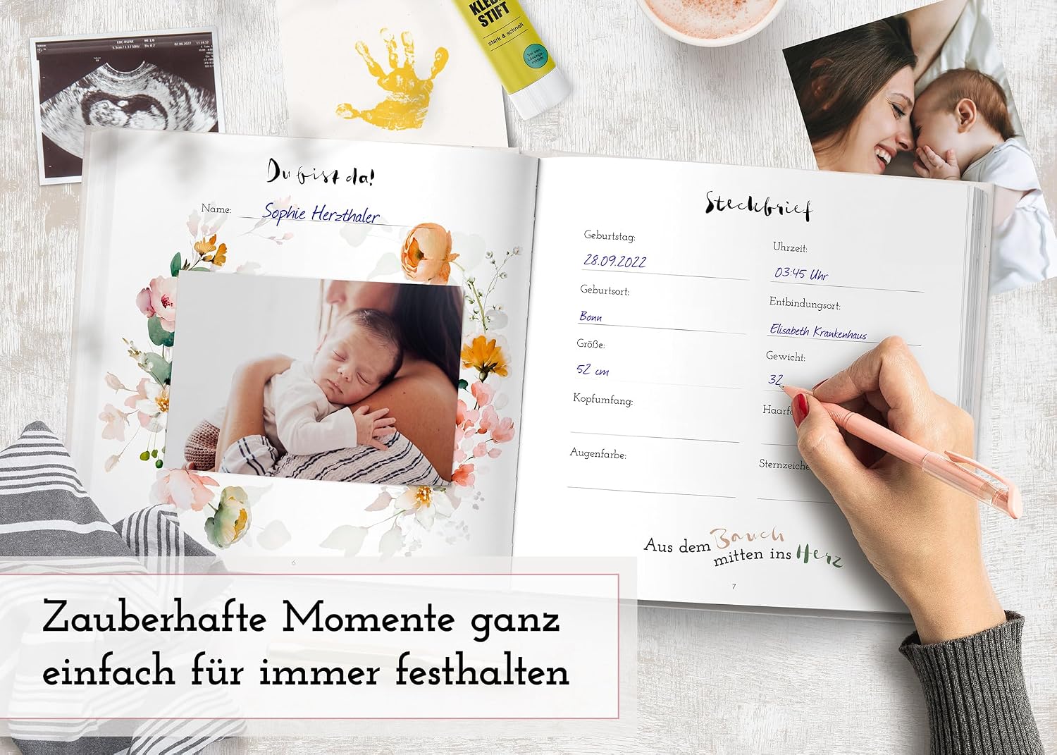 Detalle 1 de Babyalbum Mein erstes Jahr 72 Seiten đ