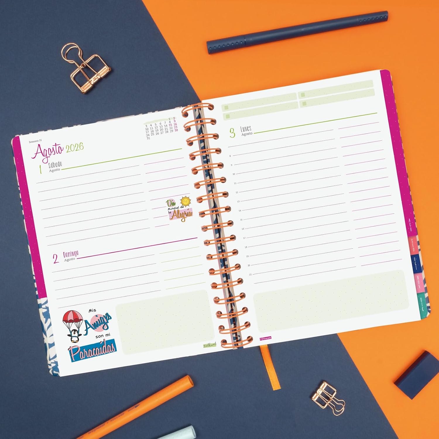 Detalle de Finocam Agenda 2026 1 Día Página 12 meses 📘