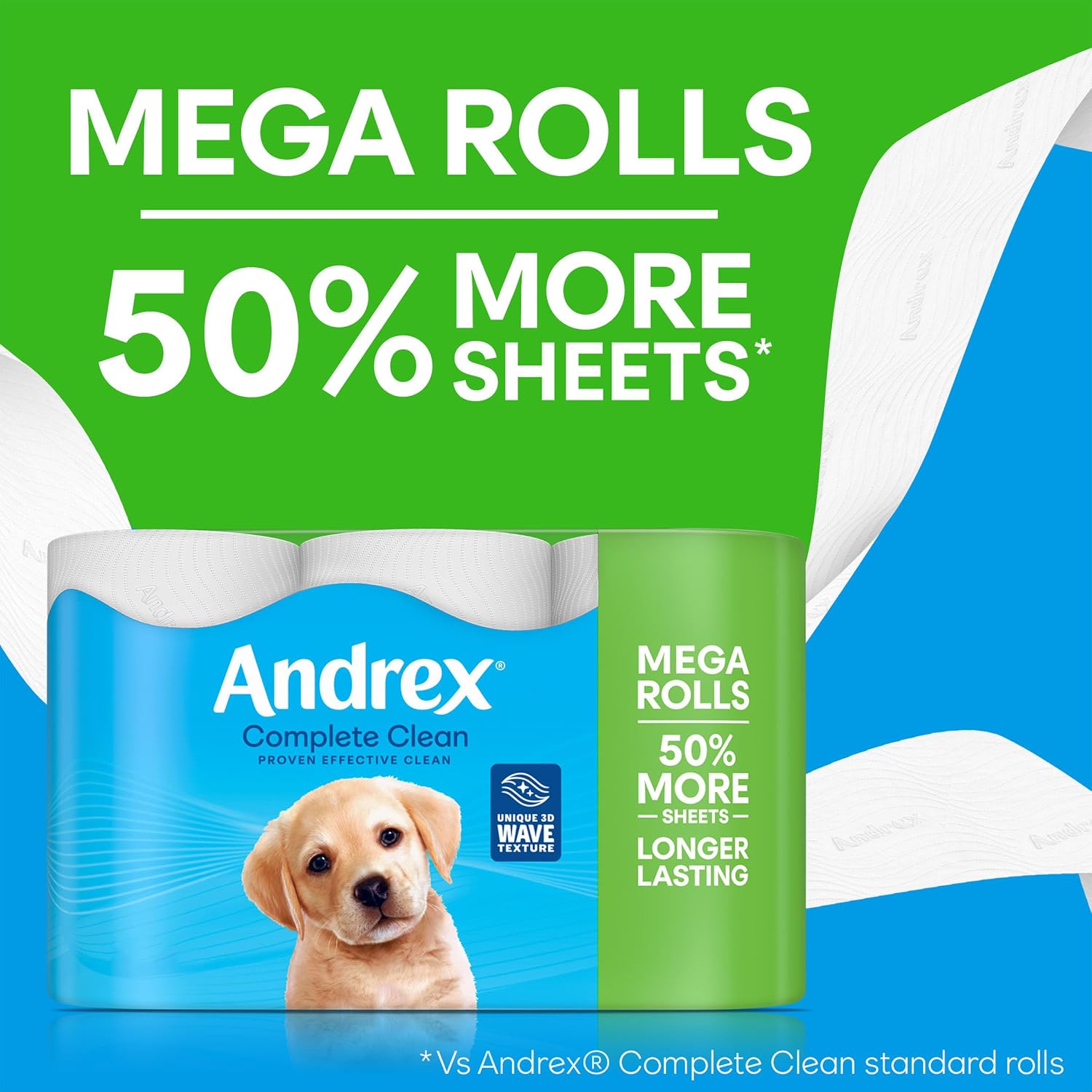 Thumbnail 2 de Andrex Complete Clean Toilet Roll – 12 Mega Rolls (18 standard), FSC Certified & Which? Best Buy