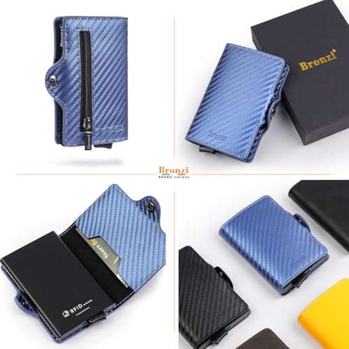 Detalle 2 de Bronzi Nuovo Portafoglio Portacarte RFID – Slim Design Italiano in Blu