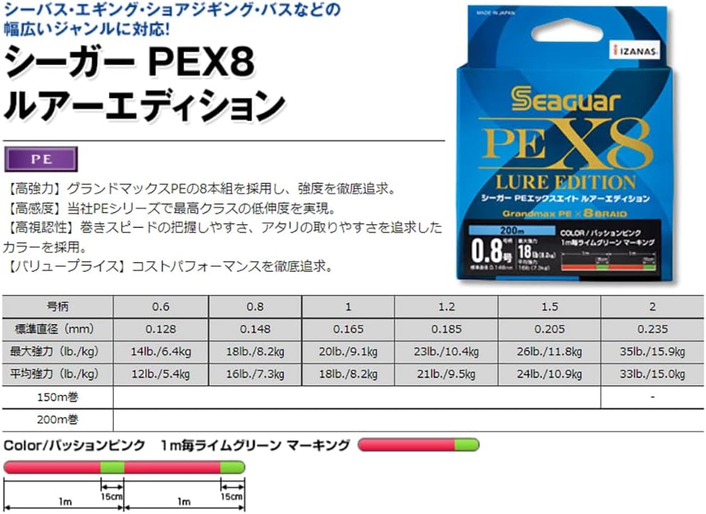 Thumbnail 2 de シーガー PEX8 ルアーエディション PEライン 8本組・14ポンド・150m／200m