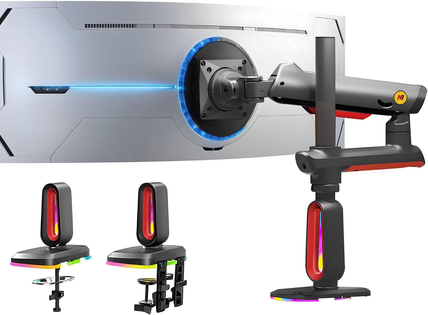 Thumbnail 6 de NB Ergonomic Pesante Braccio per Schermo UltraWide fino a 60" – Supporto monitor robusto, VESA 75×75/100×100, fino a 20 kg
