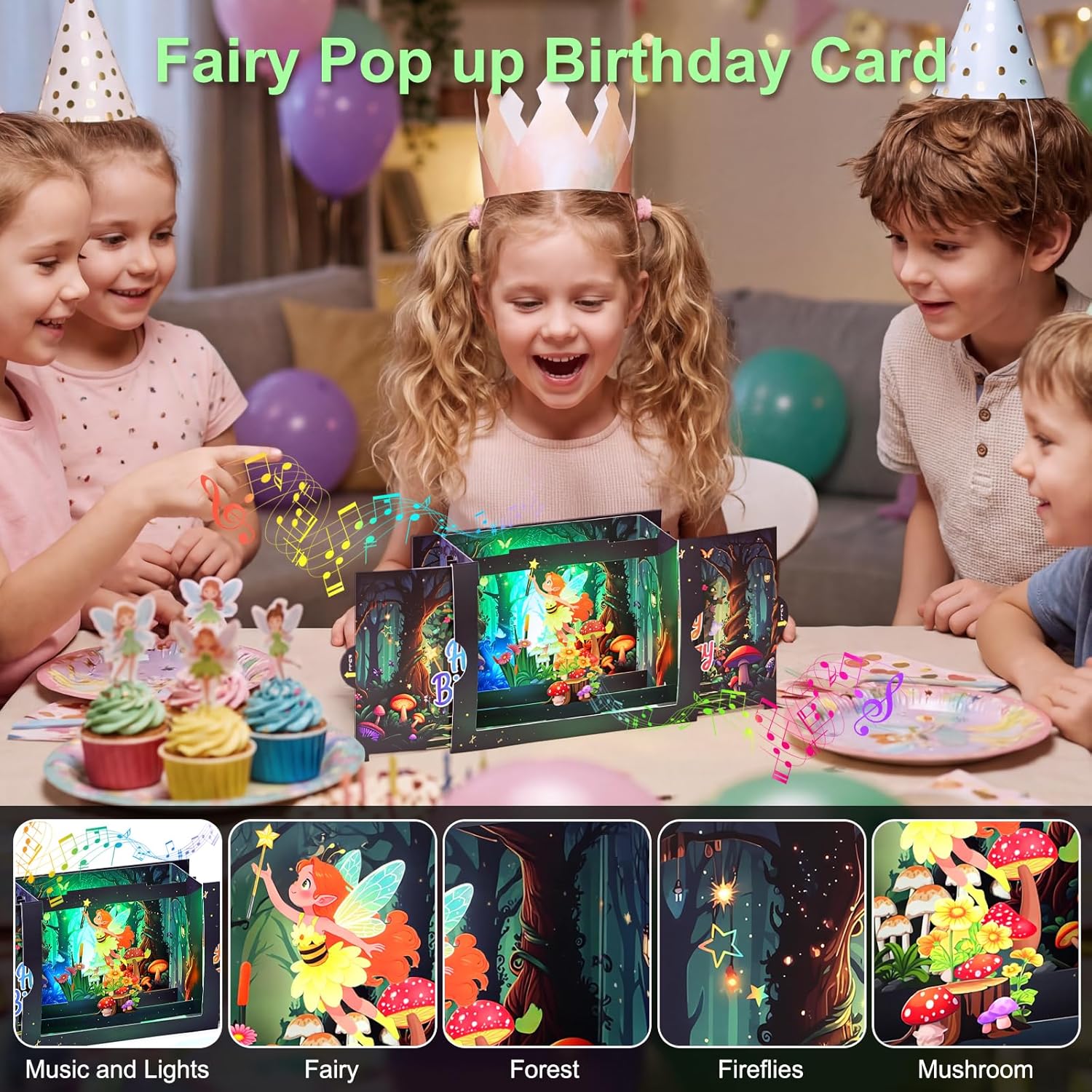 Thumbnail 2 de Magical Fairy Musical Birthday Card for Girls – 3D Pop Up with Lights & Music