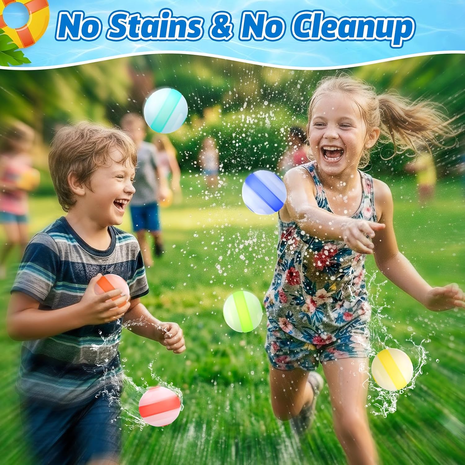 Detalle de 6‑Pack Reusable Water Balloons: Quick Fill, Self‑Sealing Soft Silicone Fun