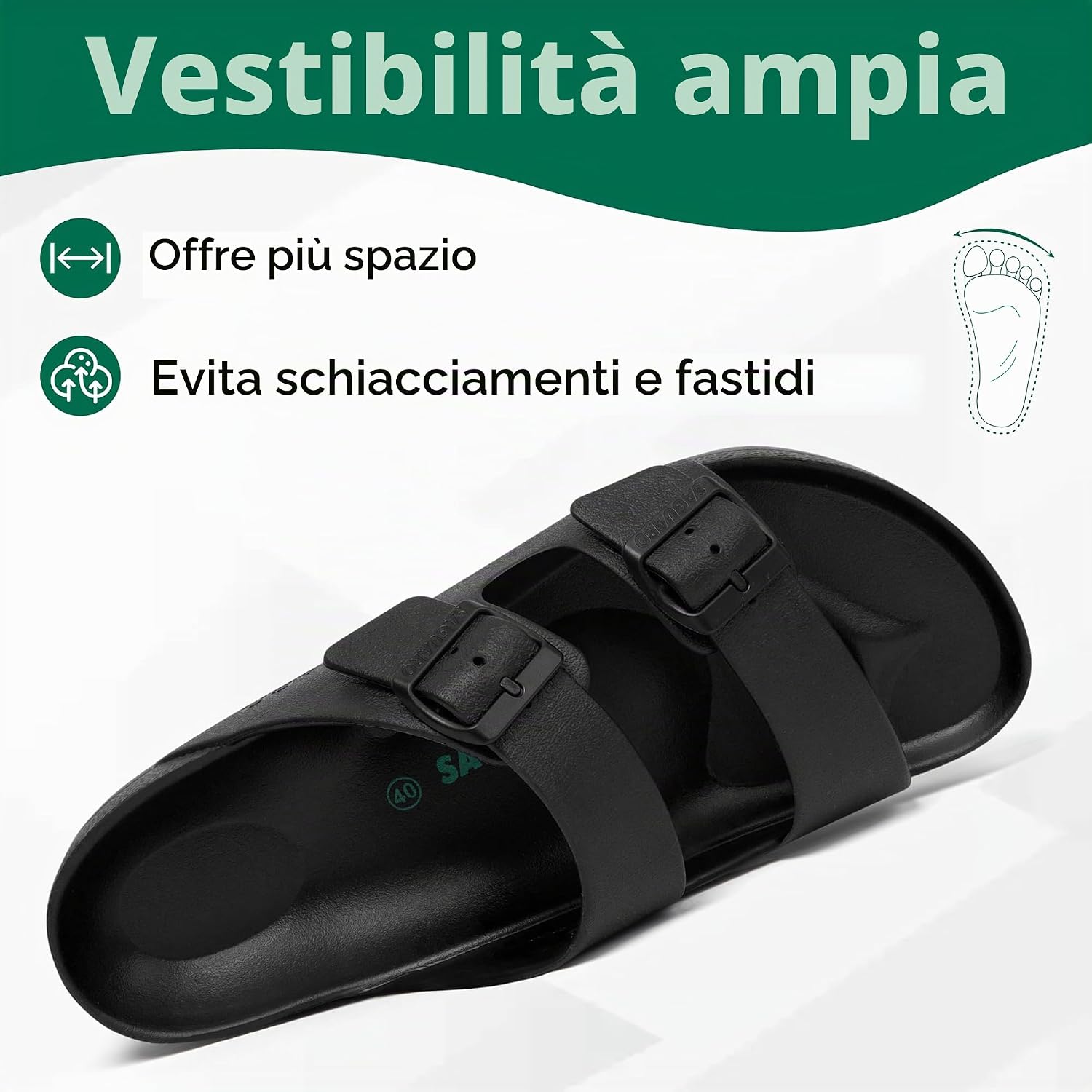 Detalle de SAGUARO Eva Ciabatte Uomo Donna Pantofole Antiscivolo EVA Nero 43 EU