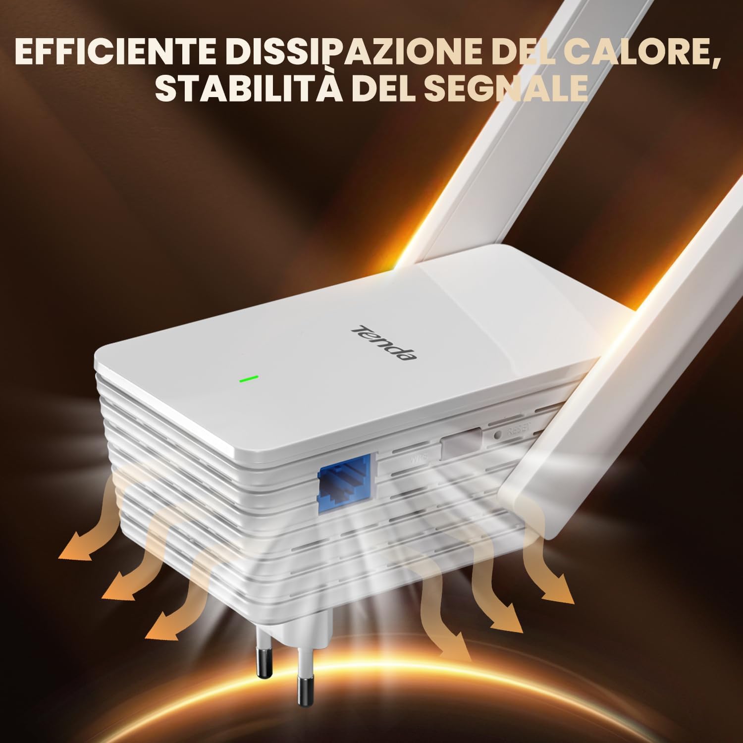 Detalle de Tenda Ripetitore WiFi 6 A23: estende la rete con WiFi 6 dual band AX1500