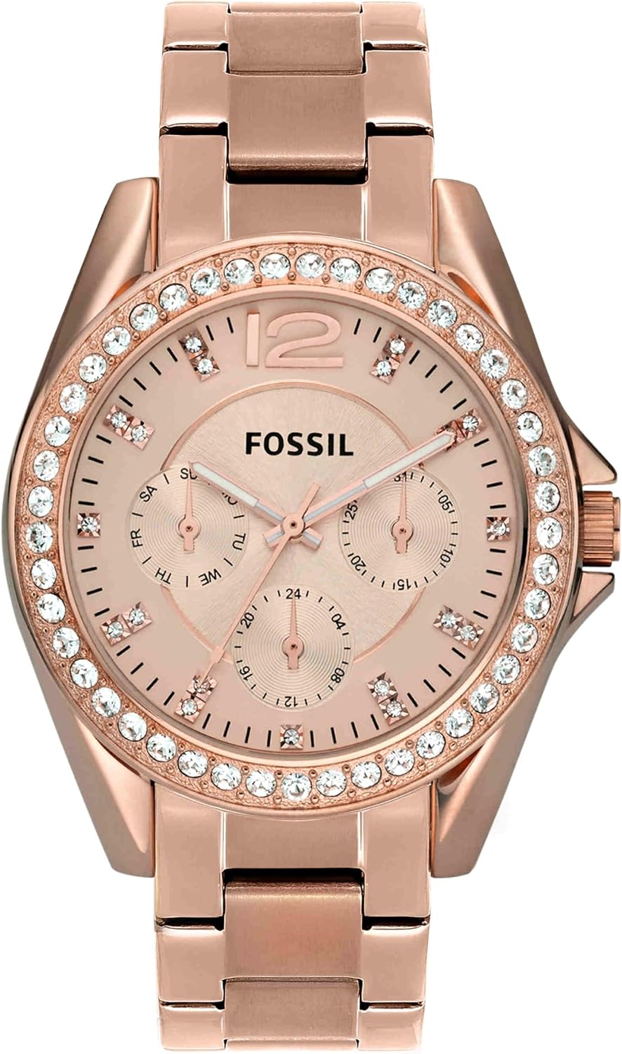 Detalle 2 de Fossil Riley Damenarmbanduhr – Quarz Chronograph, Edelstahl- oder Lederband