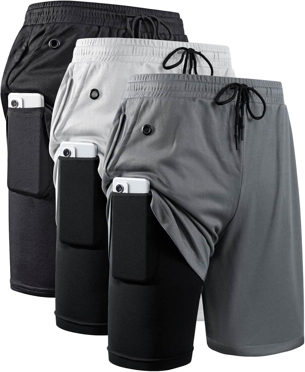 Detalle de JWJ Men's 2-in-1 7-Inch Workout Shorts with Compression Liner