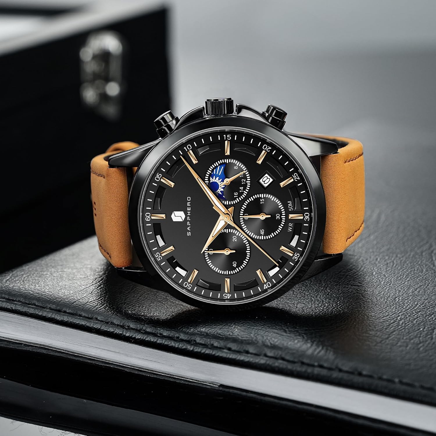 Detalle de BENYAR BY Herrenuhr Chronograph – wasserdicht, Edelstahlarmband, Quarz, 30 m, elegant