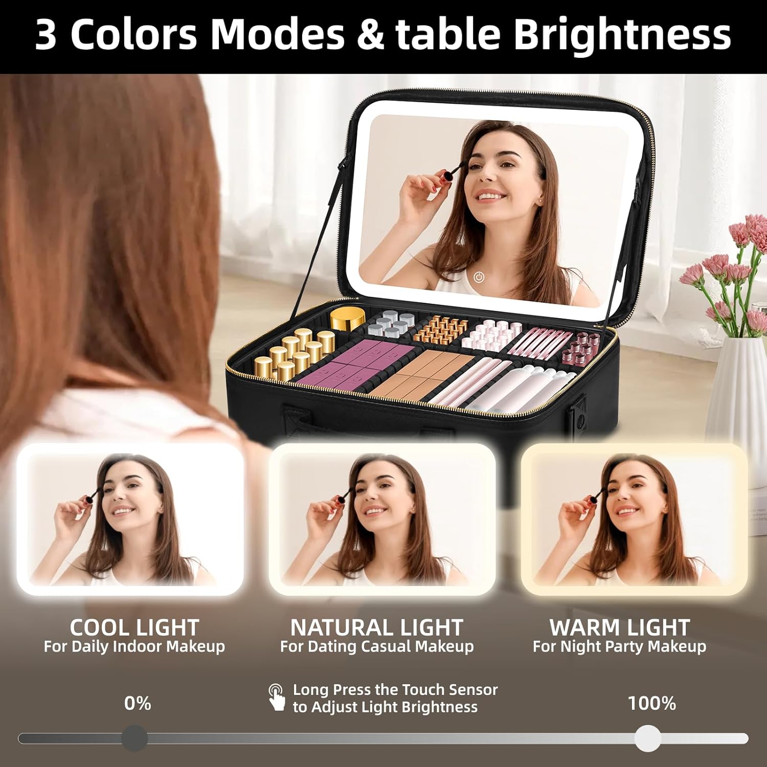 Thumbnail 2 de Upgraded Large Travel Makeup Bag with Mirror