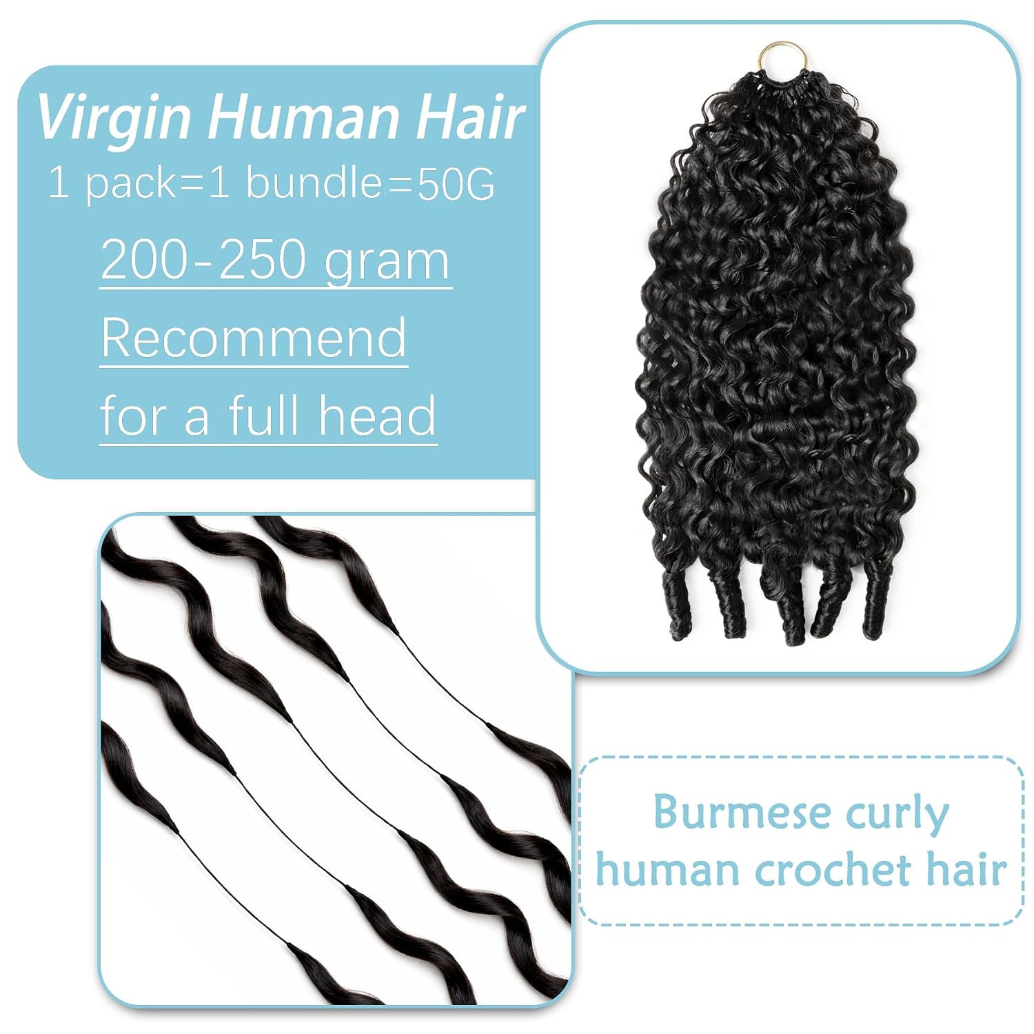 Thumbnail 5 de Burmese Curly Feather Crochet Hair: Knotless, Pre-Separated 18 Inch Bundle for Easy, Lightweight Install