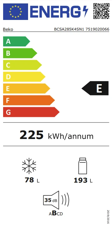 Detalle 2 de Beko BCSA285K4SN1 – Höchste Gleichkühlung in einer Einbau-Kühlgefrierkombination